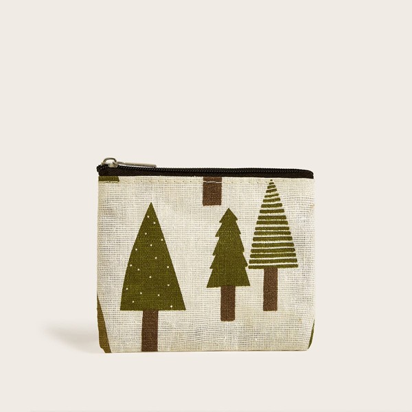 

SHEIN Plants Print Canvas Coin Purse, Multicolor