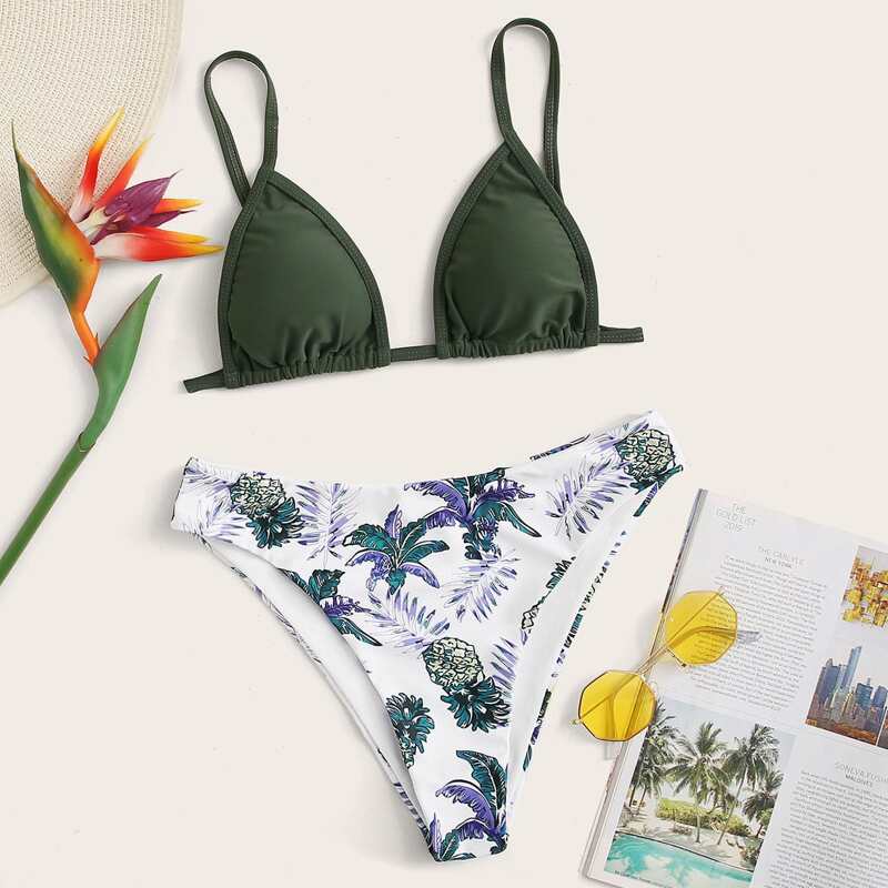 

Pineapple Triangle Bikini Swimsuit, Multicolor