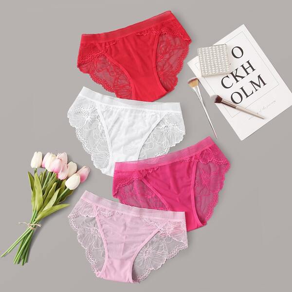 

4pack Floral Lace Panty Set, Multicolor