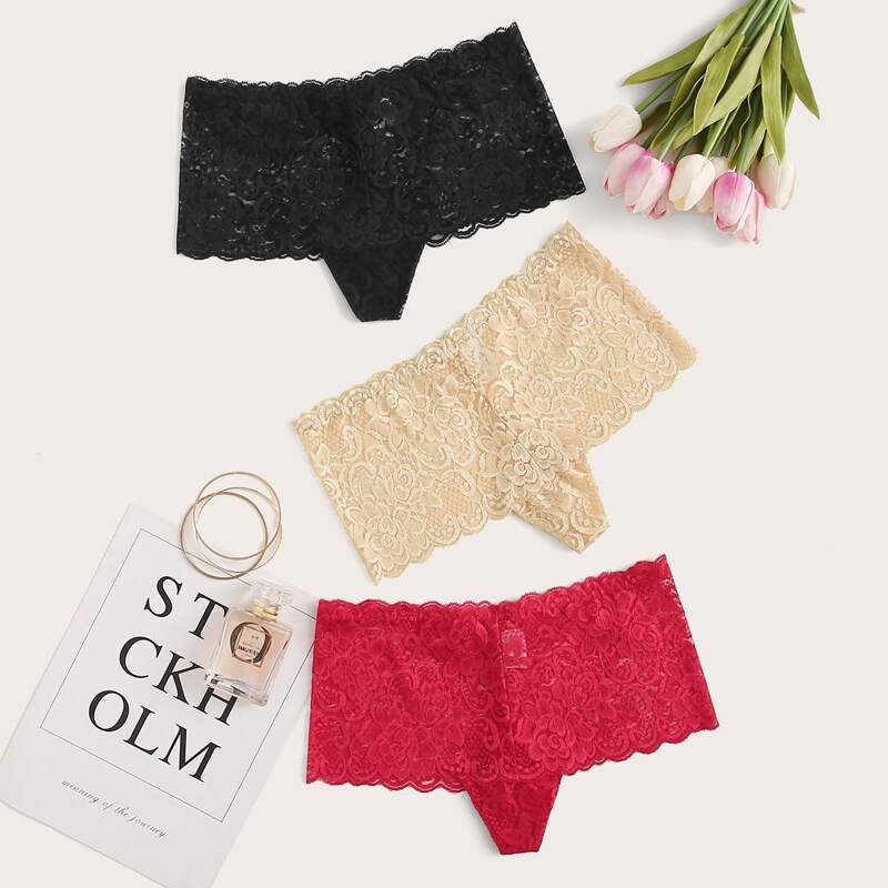 

3pack Floral Lace Panty Set, Multicolor