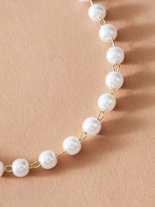 1入組人造珍珠裝飾手鍊 - 白色 - 查看 4
