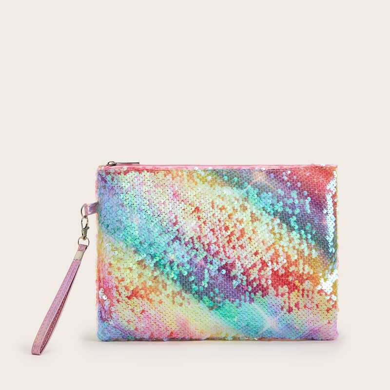 

Rainbow Sequin Clutch Bag, Multicolor