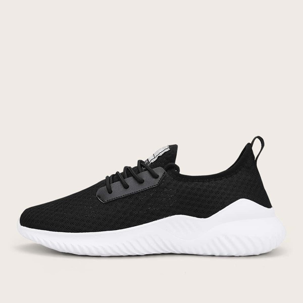 

Men Lace-up Front Mesh Sneakers, Black