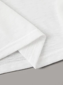 SHEIN EZwear 心形圖案粗紡t恤 - 白色 - 查看 5