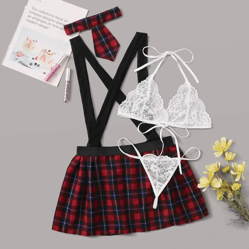 

Tartan Plaid School Girl Lingerie Set, Multicolor