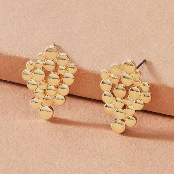 

Серьги-гвоздики с пузырьковым дизайном 1 пара, Золотистый