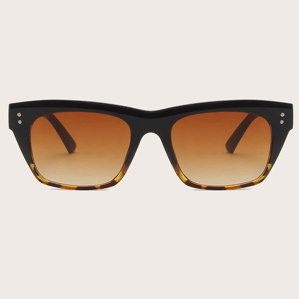 

Guys Tortoiseshell Screw Decor Acrylic Frame Sunglasses, Multicolor