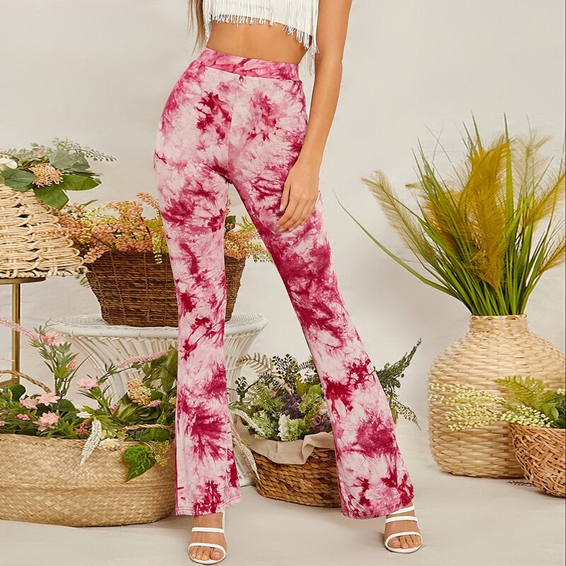 

Elastic Waist Tie Dye Pants, Pink