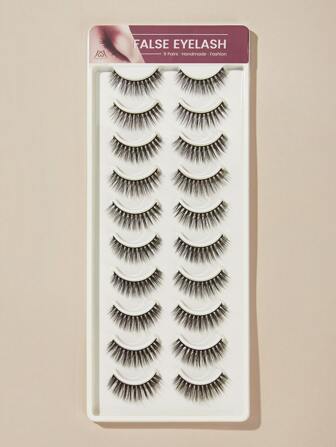 Magefy 10 أزواج من الرموش الكاملة الطبيعية الكاذبة، رموش كثيفة مجعدة ومنفوشة للاستخدام في الحفلات ، رموش المانجا، الضروريات السفر