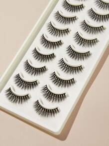 MAGEFY 10 Pairs Of Natural Full False Eyelashes,Thick Curling FluffyEyelashes For Party Use Manga Eyelashes, Travel Essentials - Black - View 2