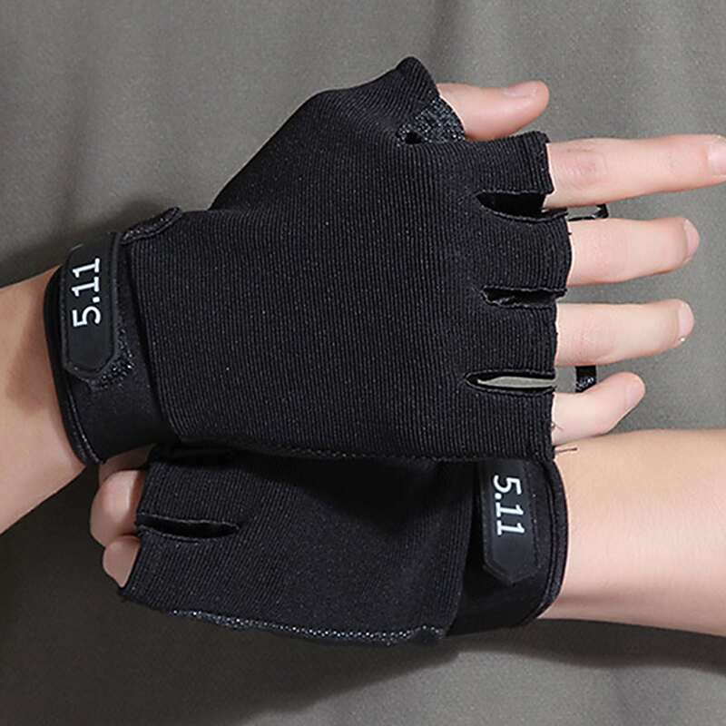 

1pair Number Pattern Fingerless Gloves, Black