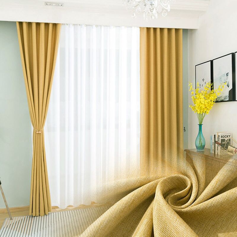 

1pc Solid Blackout Curtain, Yellow