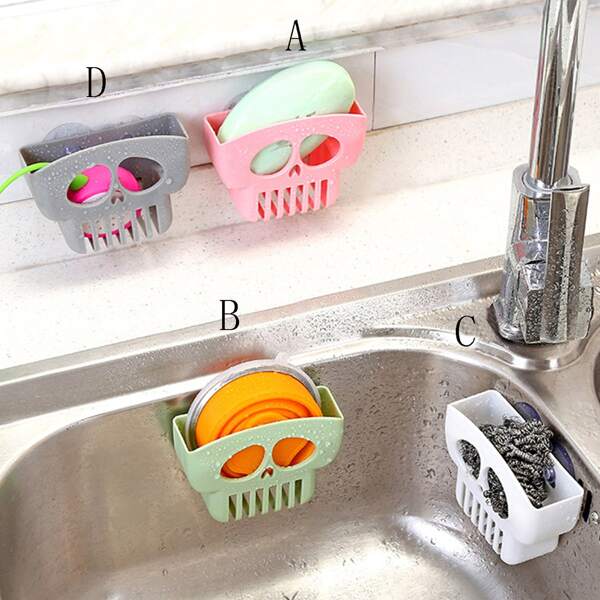 

1pc Skull Shaped Drain Basket With Sucker, Multicolor
