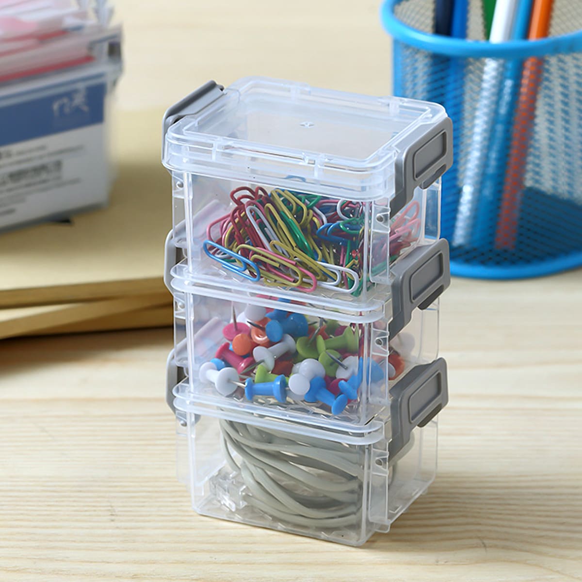 

3pcs Clear Desktop Storage Box