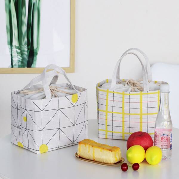 

1pc Geometric Print Lunch Bag, Multicolor