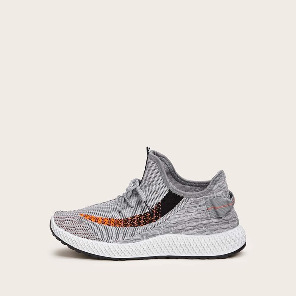

Men Letter Patch Lace-up Front Sneakers, Grey
