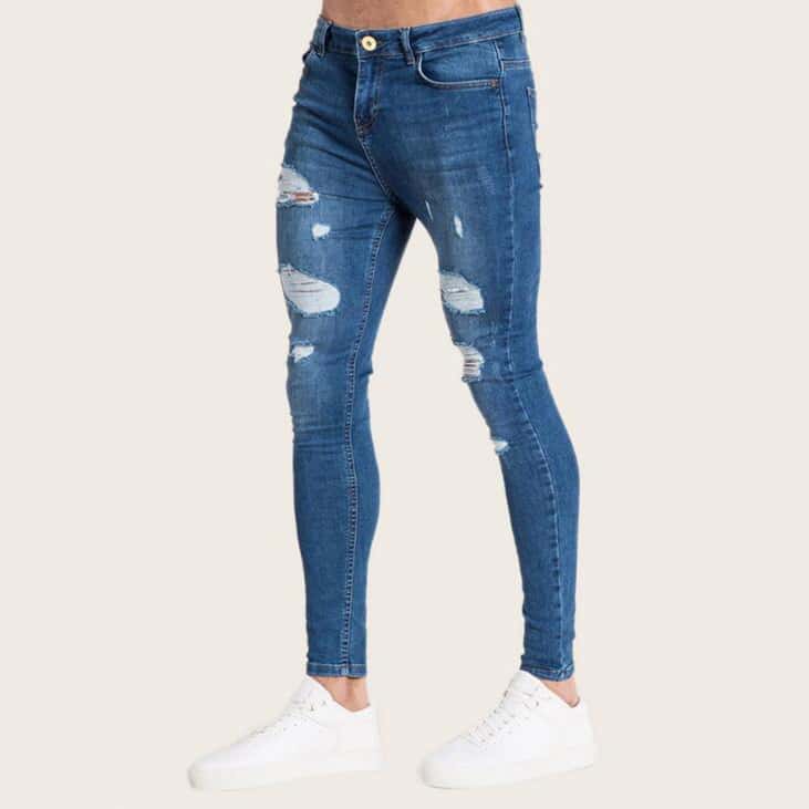 

Guys Zip Fly Ripped Skinny Jeans, Blue