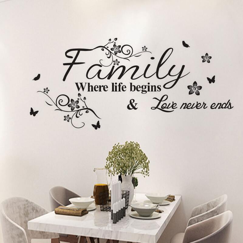 

Slogan & Flower Print Wall Sticker
