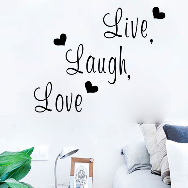 

Letter & Heart Print Wall Sticker, Black