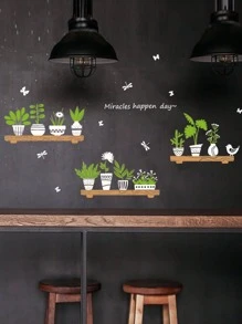 Potting & Slogan Graphic Wall Sticker, Self Adhesive Wall At Decal For Home Decor - Green - View 2