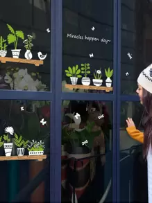 Potting & Slogan Graphic Wall Sticker, Self Adhesive Wall At Decal For Home Decor - Green - View 4