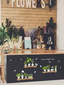 Potting & Slogan Graphic Wall Sticker, Self Adhesive Wall At Decal For Home Decor - Green - View 5