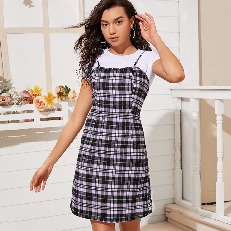 

Plaid Cami Dress, Multicolor