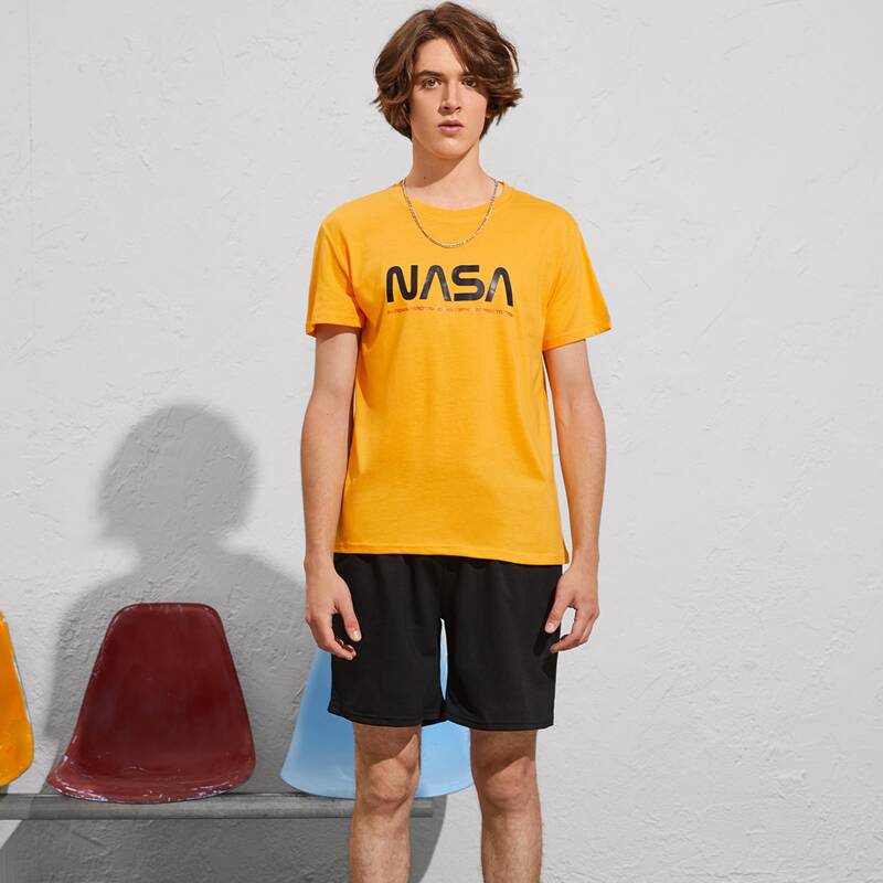 

Guys Letter Graphic Tee & Track Shorts, Multicolor
