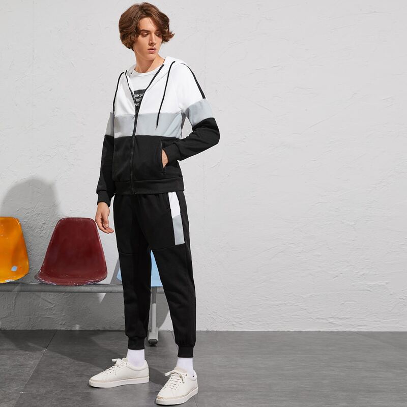 

Guys Cut And Sew Drawstring Hoodie & Sweatpants, Multicolor