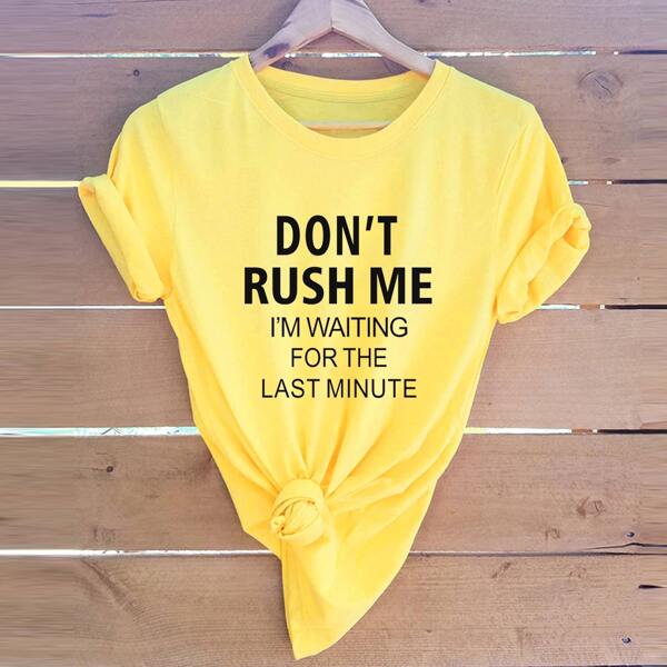 

Plus Slogan Graphic Round Neck Tee, Yellow
