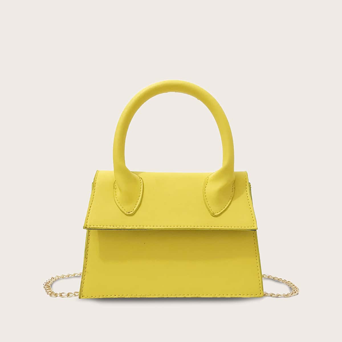 

Minimalist Trapezoid Satchel Bag, Yellow