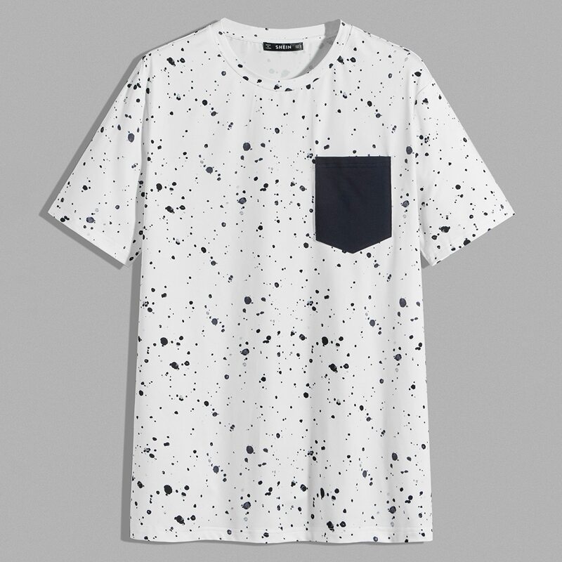 

Guys Patch Pocket Dalmatian Print Tee, White