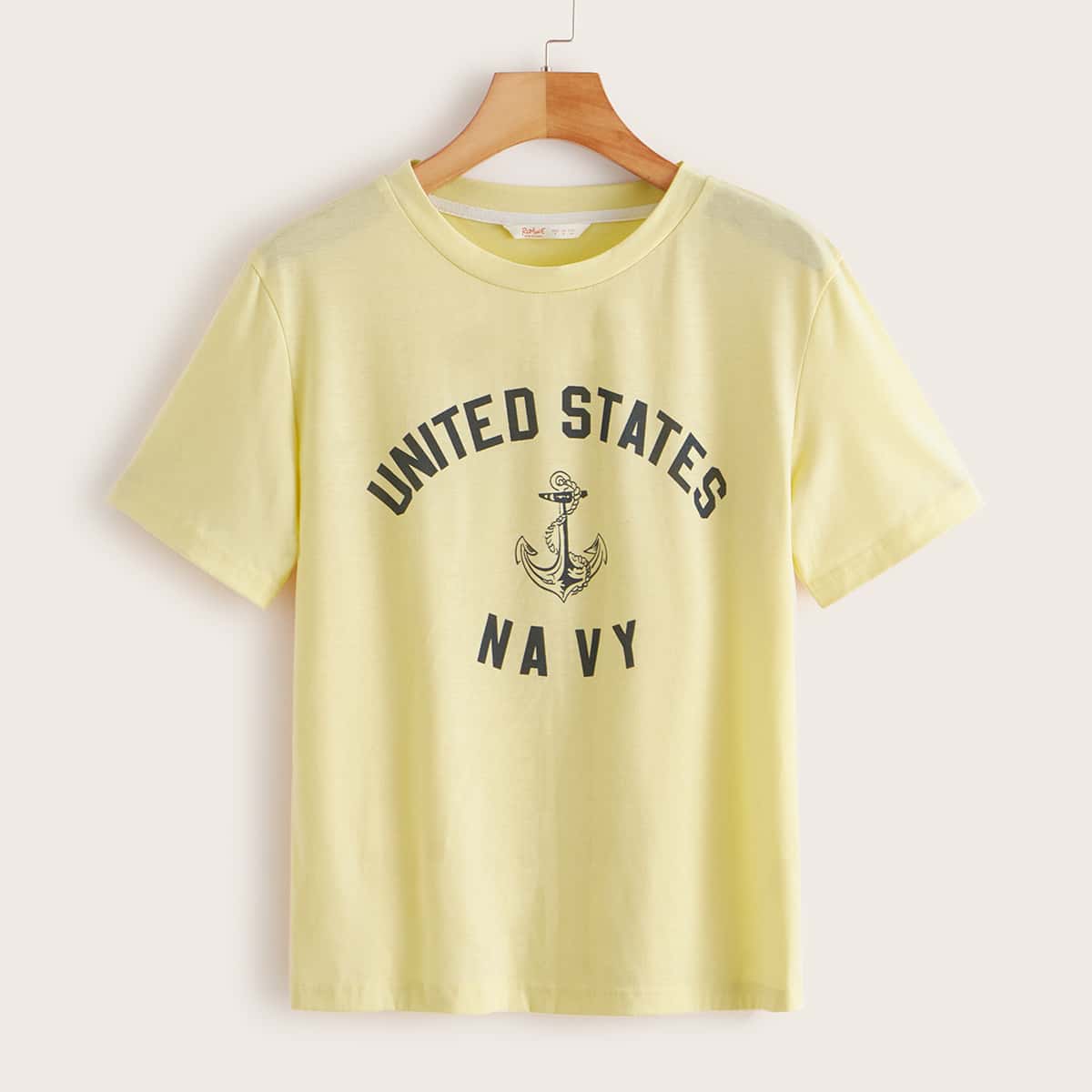 

Letter And Anchor Print Tee, Yellow