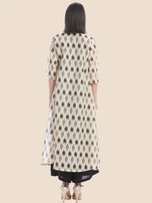 Black Straight Kurta & Palazzo & Jacket - Black - View 2