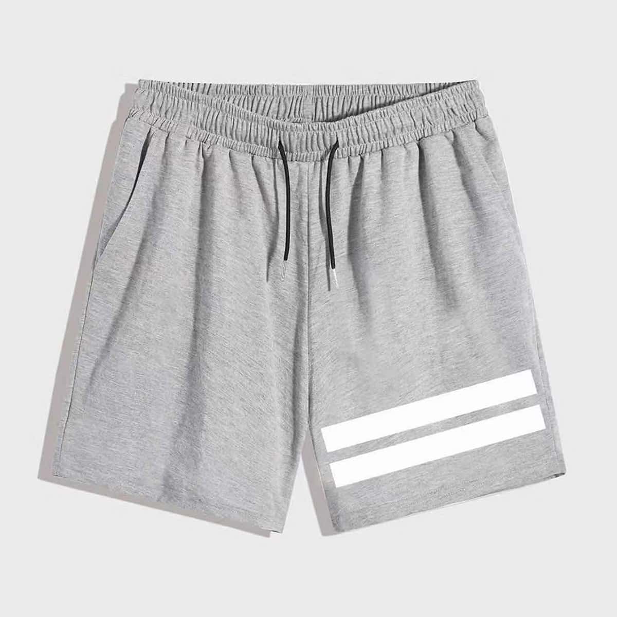 

Guys Striped Side Drawstring Shorts, Grey