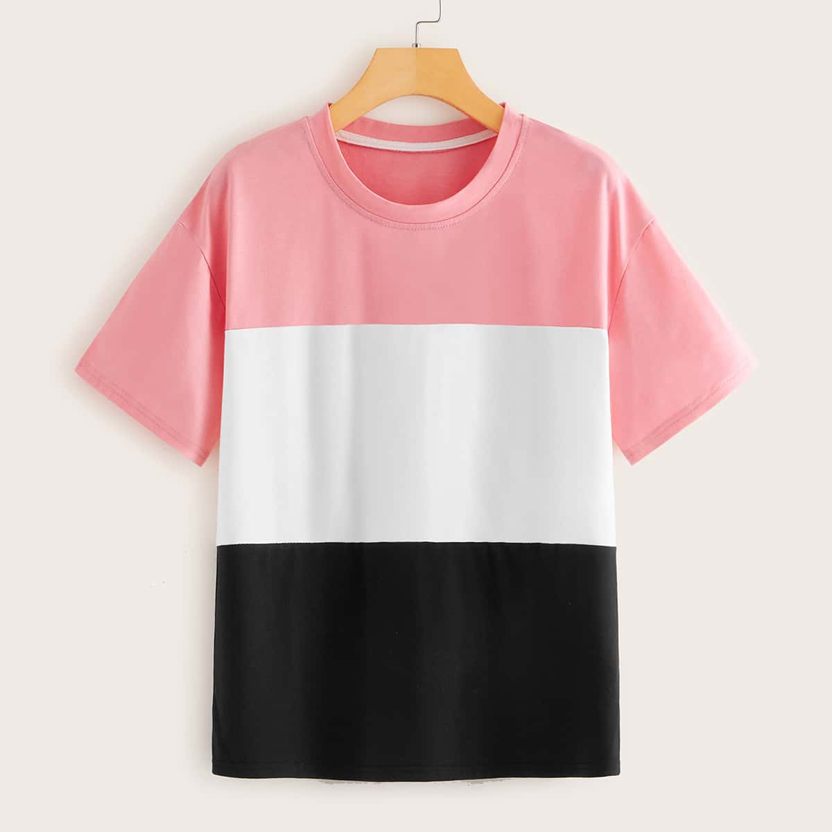 

Colorblock Round Neck Tee, Multicolor