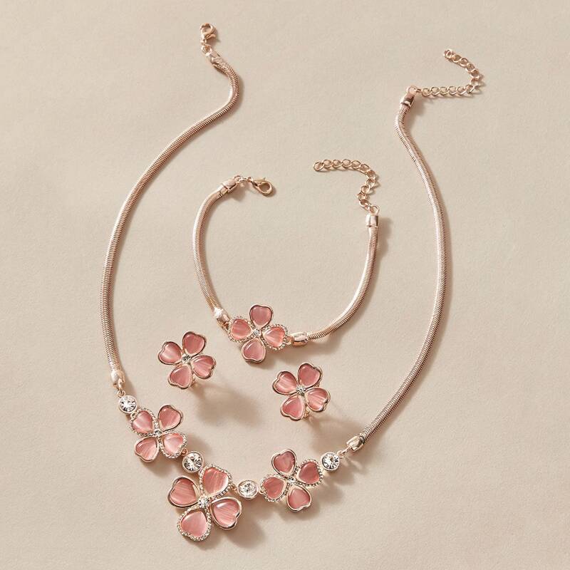 

4pcs Floral Decor Jewelry Set
