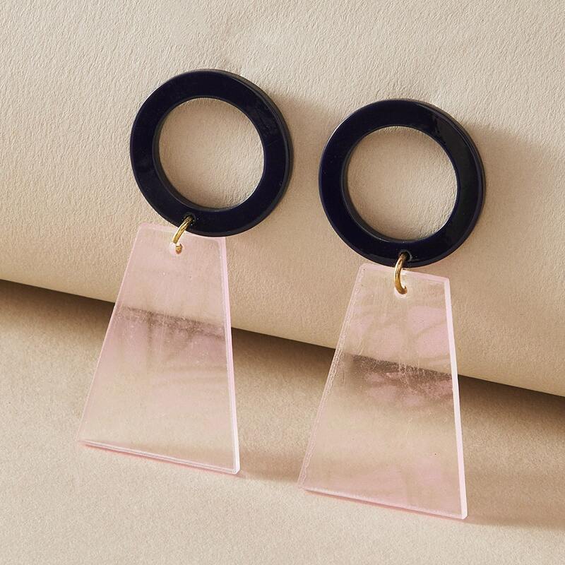 

1pair Geometric Drop Earrings, Multicolor