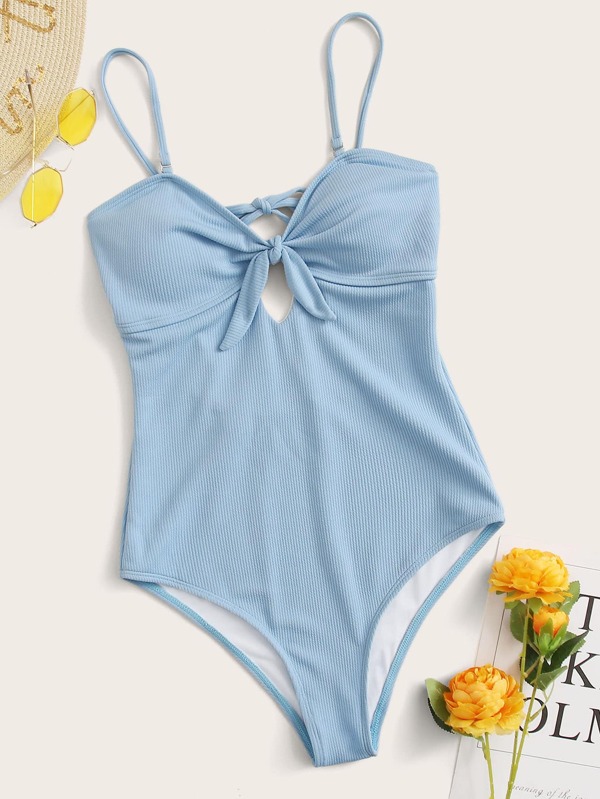 Tie Front One Piece Swimsuit SHEIN USA