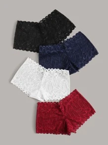 4pack Lace High Waist Lingerie Panty Set - Multicolor - View 2