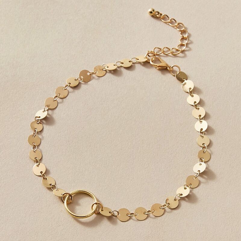 

1pc Round Disc Decor Arm Chain, Gold