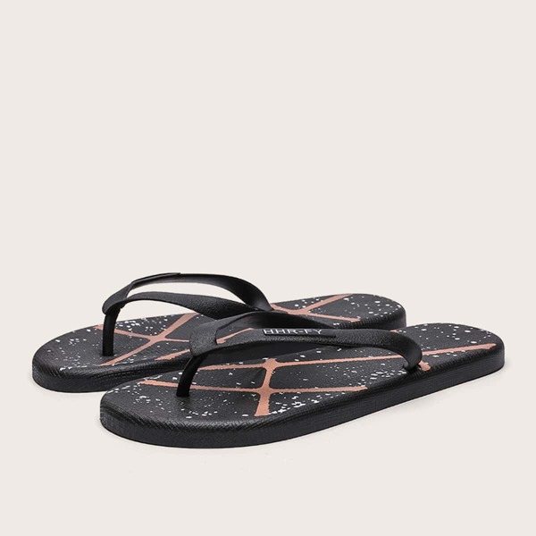 

Men Graphic Wide Fit Flip Flops, Black