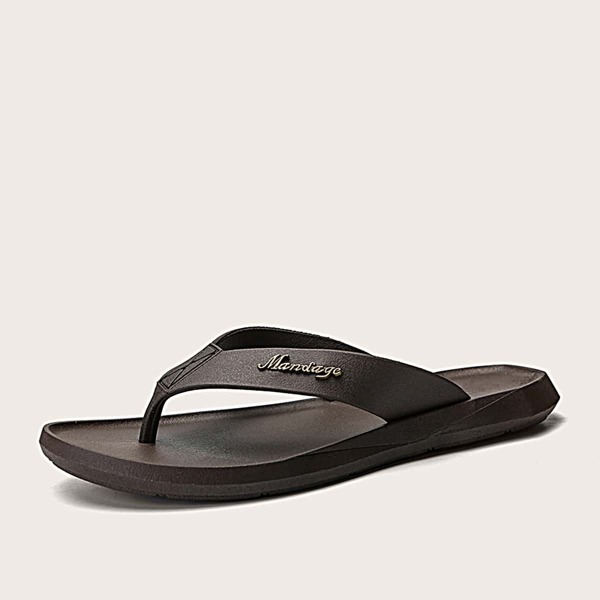 

Men Letter Graphic Flip Flops, Brown