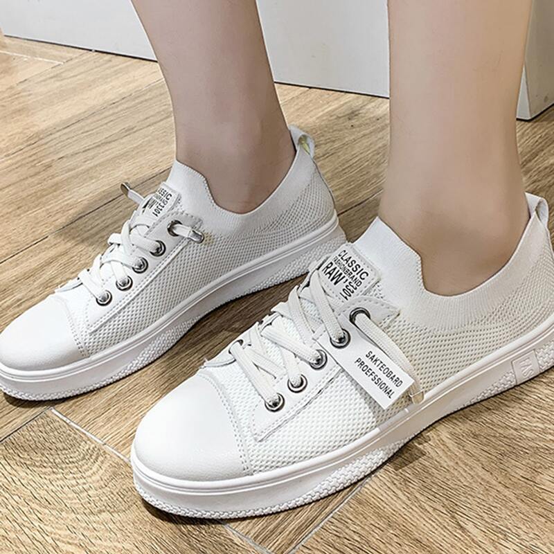 

Lace-up Front Mesh Panel Sneakers, White