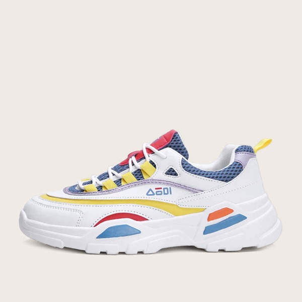

Men Color-block Lace-up Sneakers, White