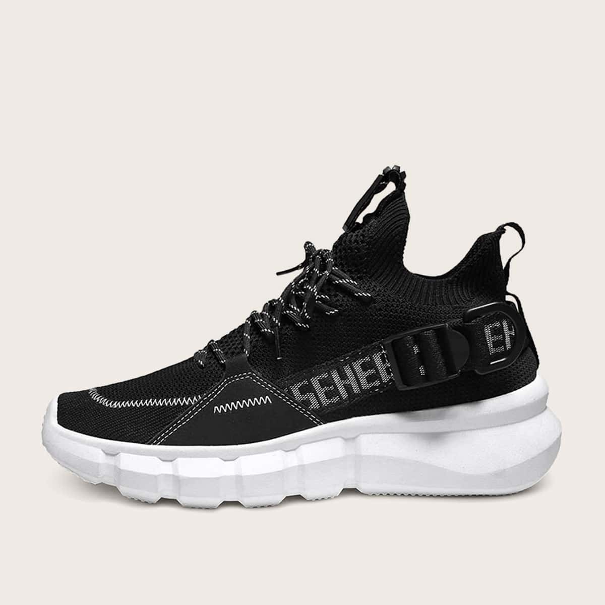 

Guys Buckle Side Knit Chunky Sneakers, Black