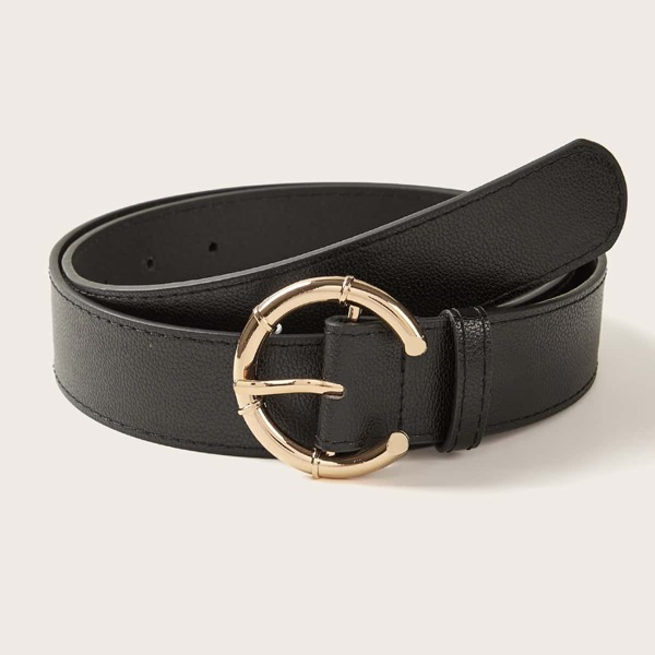 

Solid PU Buckle Belt, Black