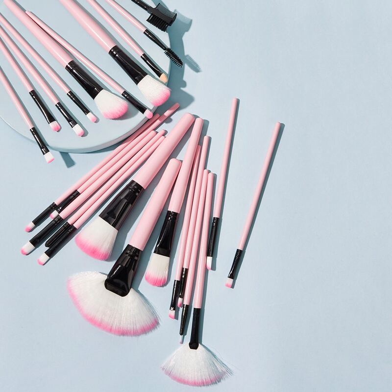 

24pcs Duo-fiber Makeup Brush Set, Pink