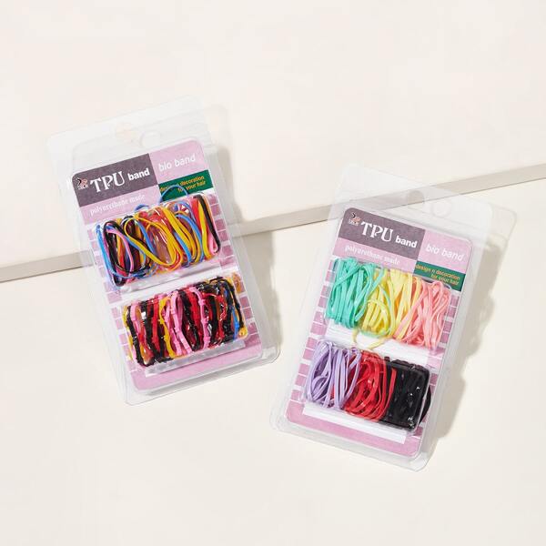 

200pcs Solid Hair Tie, Multicolor
