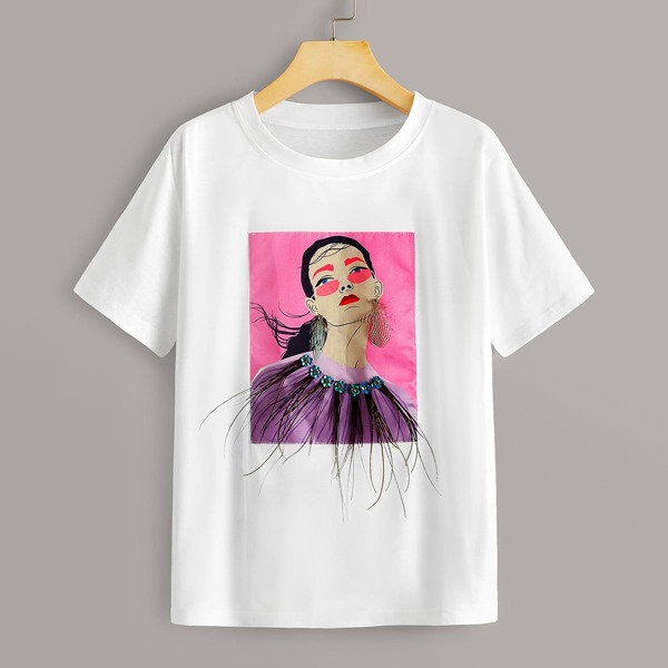 

Figure Graphic Stereo Flower Tee, White